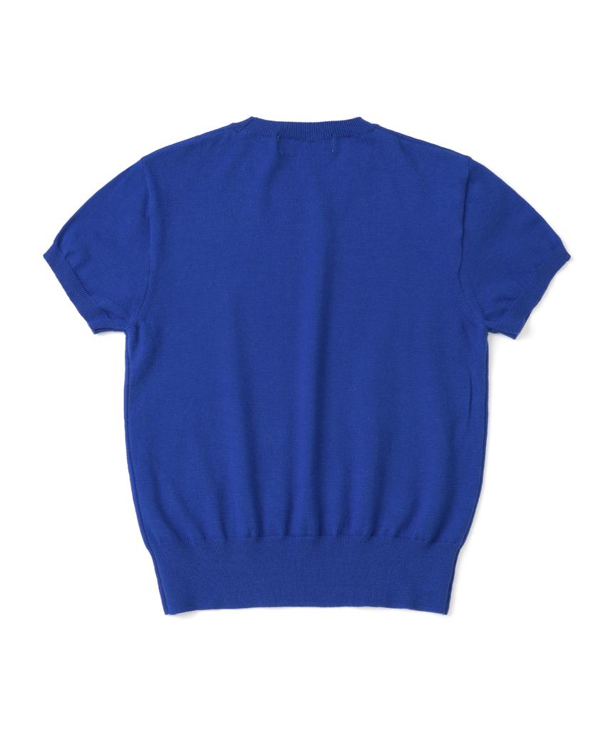 KNITTED (W) Basic Essential Washable Round Short Sleeve Knit Cobalt Blue