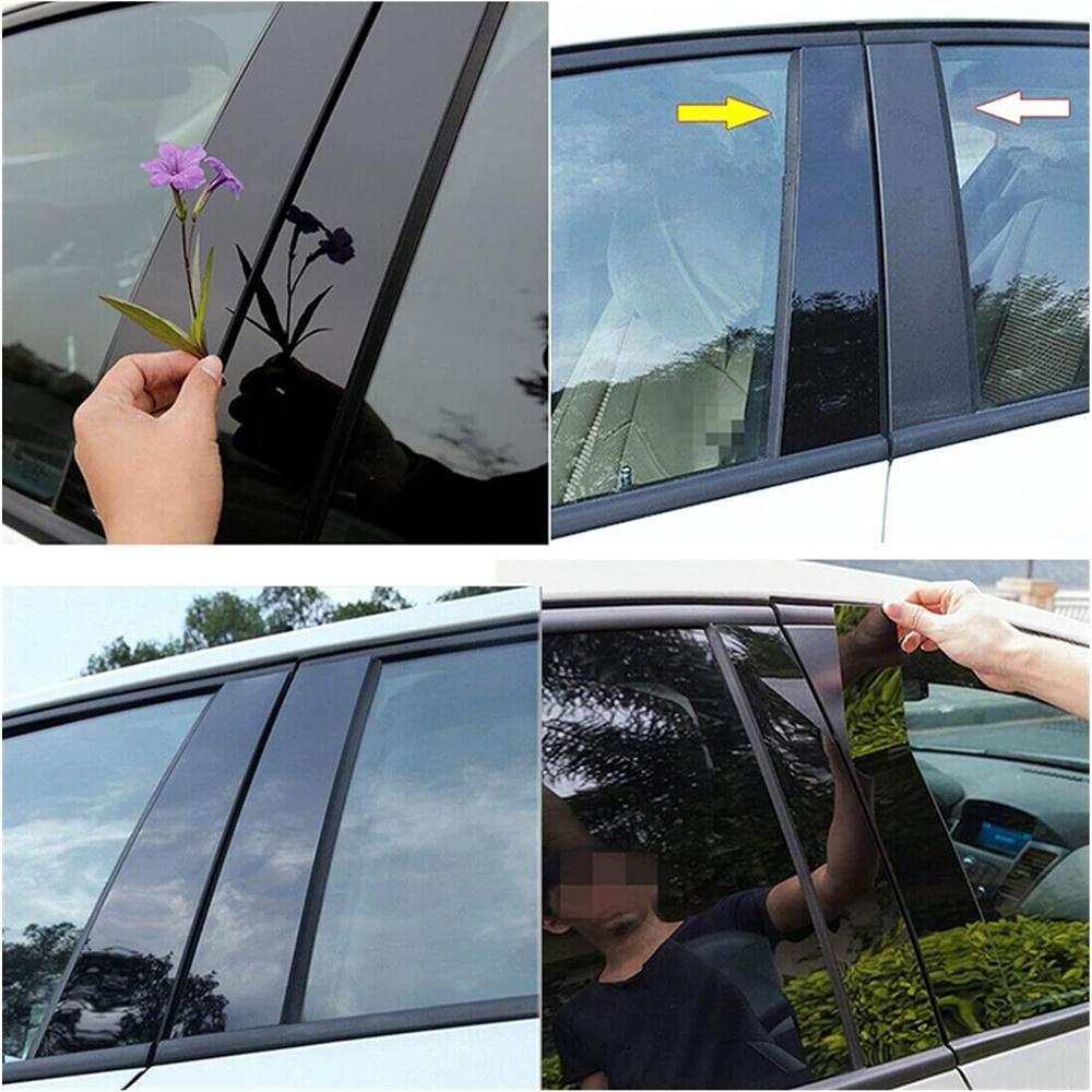 6pcs Glossy Black Car Pillar Post Door Window Trim For Hyundai Elantra 2021-2023