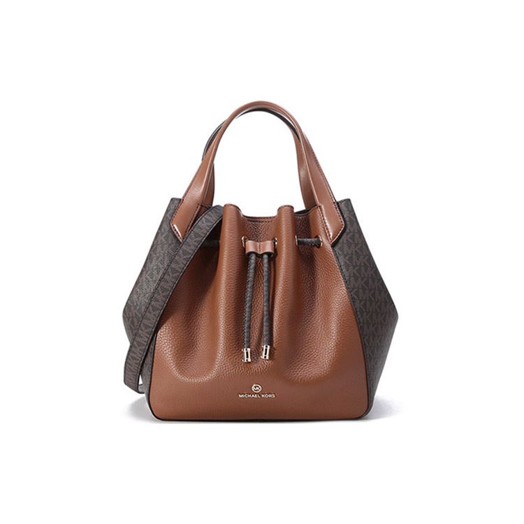 

Michael Kors Classic Monogram Print Commuter Fashion Drawstring Bucket Bag Women Bags Brown 30H1G8PT3T-230 Basic Set (Bag+Dust Bag)