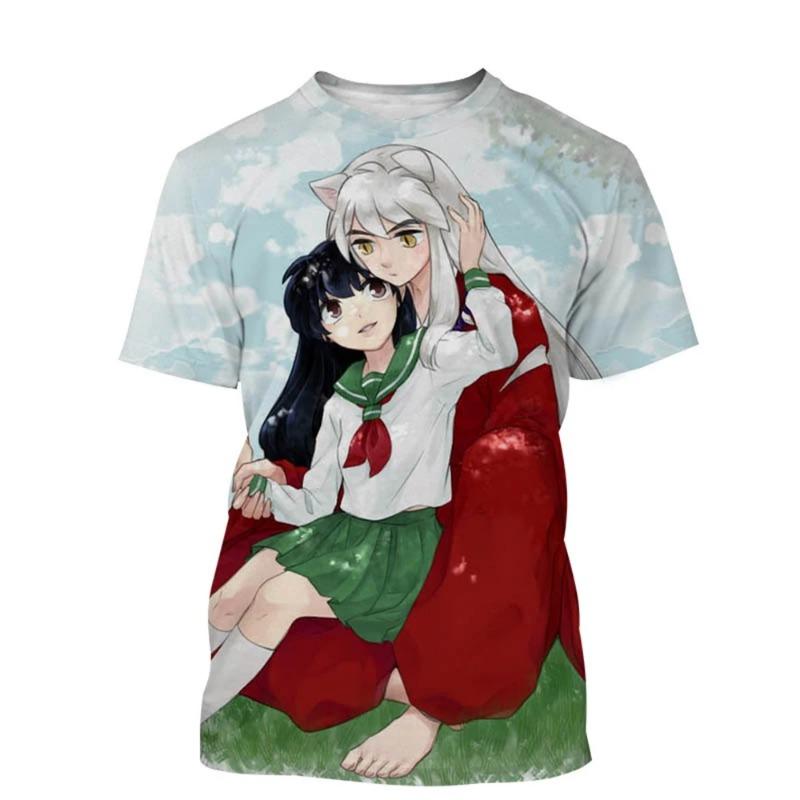 Latest Style Anime Inuyasha 3D Printing T-shirt Men And Women Fashion Casual Harajuku Style Hip-Hop Street Cool T-Shirt O-Neck S