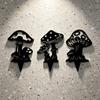 Mushrooms Ground Insert Black Metal Silhouette Sign Flat Garden Stakes for Gardeners,