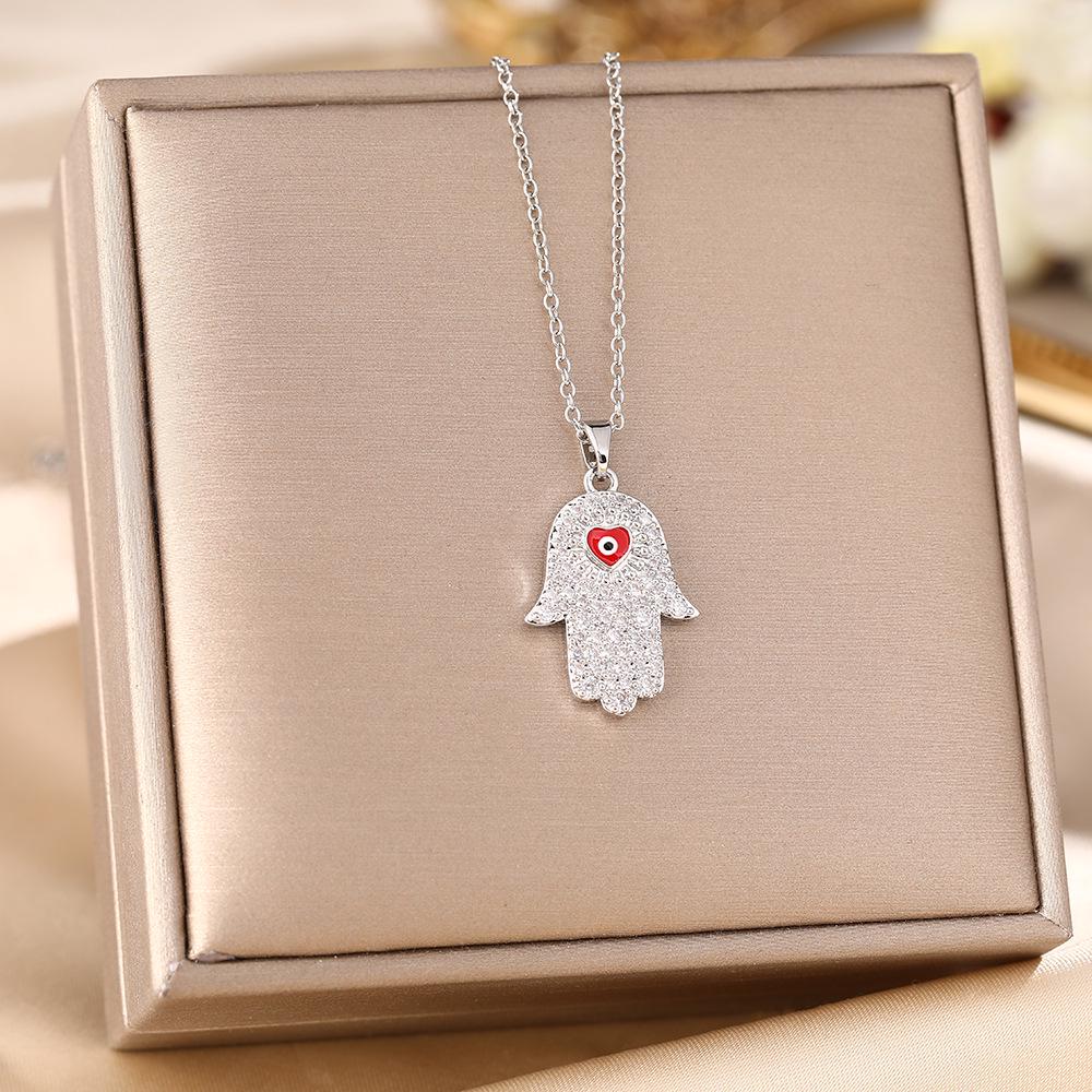 Women's Titanium Steel Blue Evil Eye Pendant Necklace - Light Luxury Clavicle Chain Jewelry