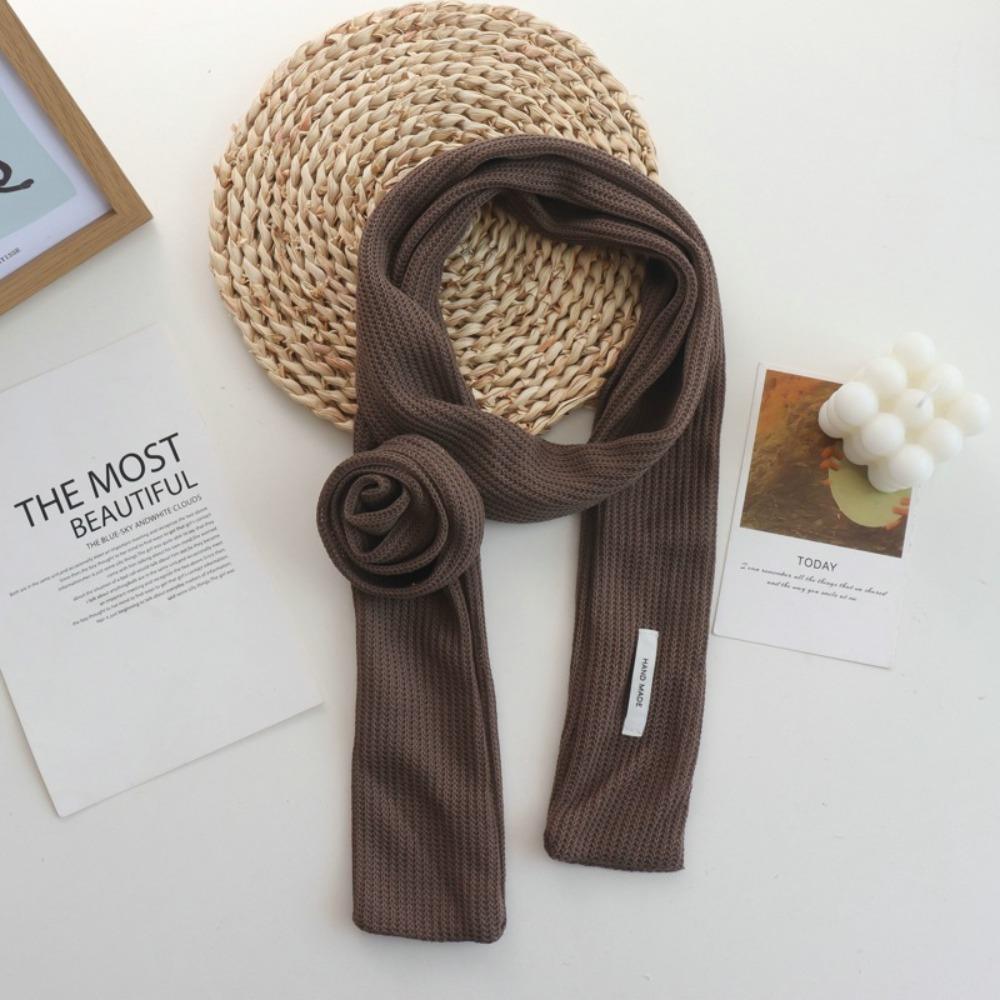 

Обернуть Длинный Шарф Носовой Платок Украшение Воротник Цветочное Украшение Элегантные Шарфы с Розами Женские коричневый