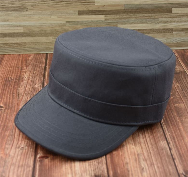 Stiff Military Hat Big Head Circumference Flat Top Hat Casual Fashion Autumn and Winter Men's Hat Casual Fashion Trendy European Version Hat