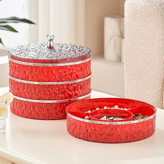 Food Storage Box Large Capacity Fruit Snack Tray Dustproof Three-layer Table Candy Box for Home Festival