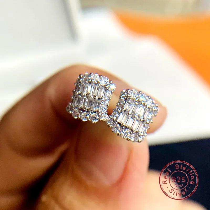 

Delicate Female AAA Shiny CZ Sterling Silver Earrings Pave Mosaic Cubic Zircon Wedding Earrings for Women Statement срібний