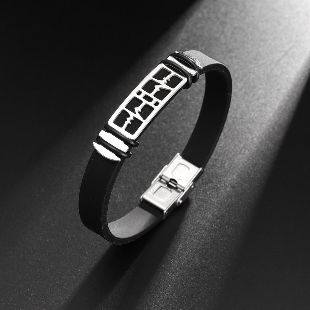 

Metal Cuff Bracelet Sports Men s Silicone Bracelet Fashion Geometric Hollow Bracelet Men s Holiday Souvenir Gift