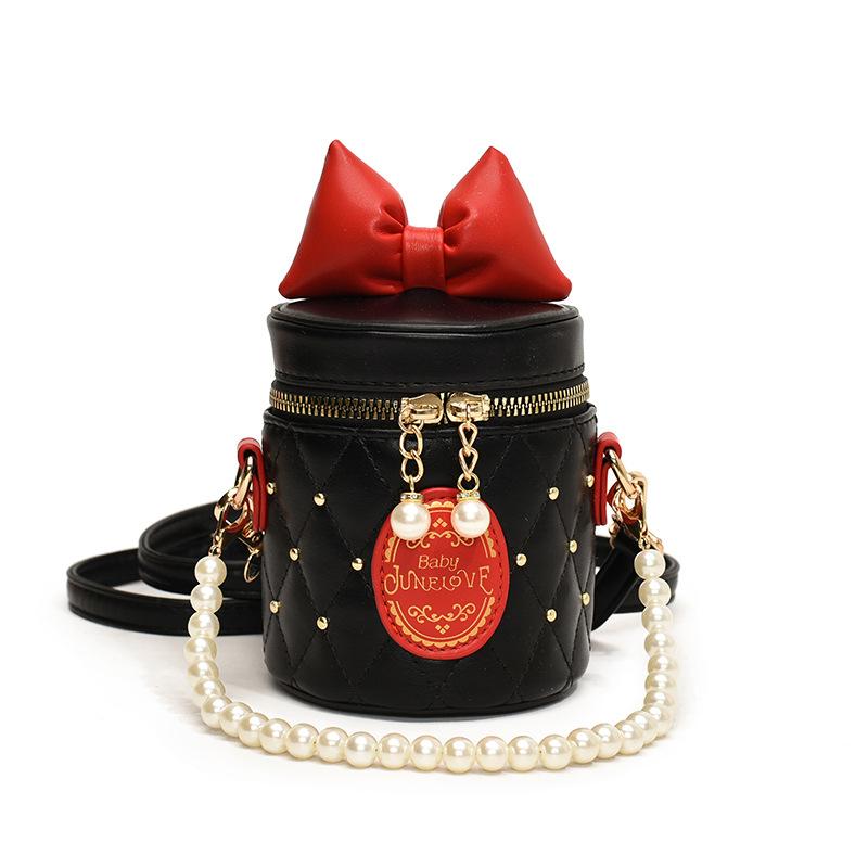 Cute bow small bag 2025 new sweet girl foreign versatile pearl portable messenger cylinder bag tide