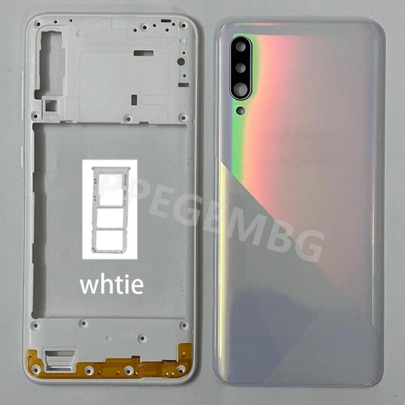For Samsung Galaxy A30s A307 Housing Middle Frame Chassis battery cover shell Lid Case Rear Back Panel camera Glass Sim slot