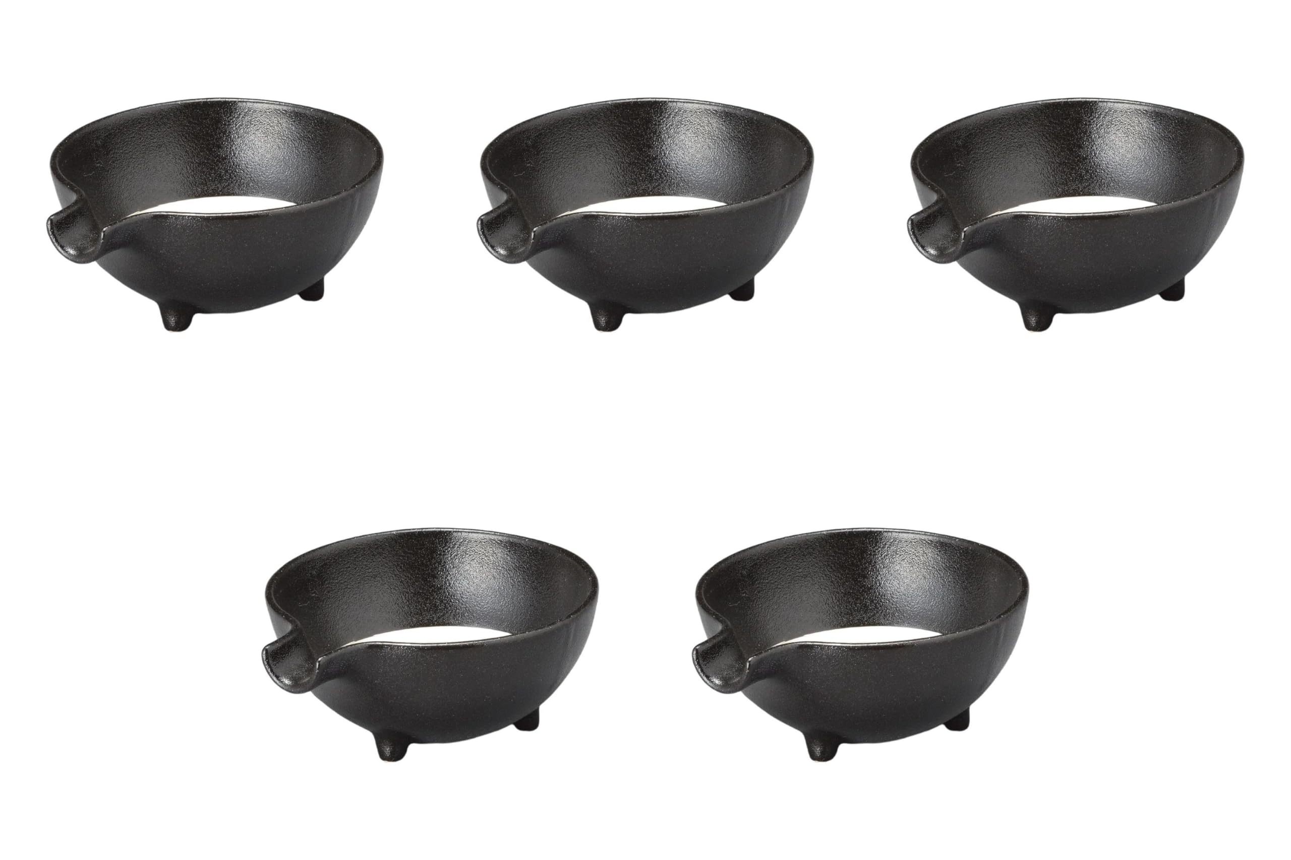 

Набор из 5 черных керамических катакучи-ступ для соуса x x Сделано в Сетомонохонпо (Маленький) [9.6 8.3 4.3 см] Ступки, Япония,