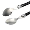 Jaswehome 6pcs Black Handle Laguiole Dinner Spoons Coffee Teaspoons Cutlery Dessert Fruit Mixing Ice Cream Spoon
