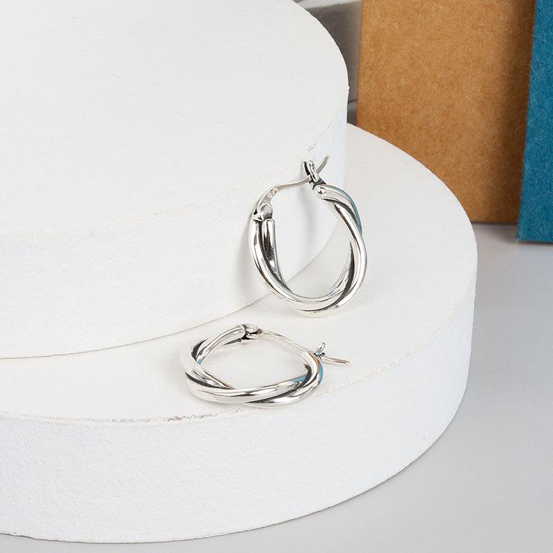 925 Sterling Silver Earrings Charm Women Trendy Jewelry Vintage Weave Simple Retro Party Accessories Gifts Round Gold Earring
