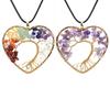 Handmade Gold Heart-Shaped Tree of Life Necklace with Crushed Crystal Pendant