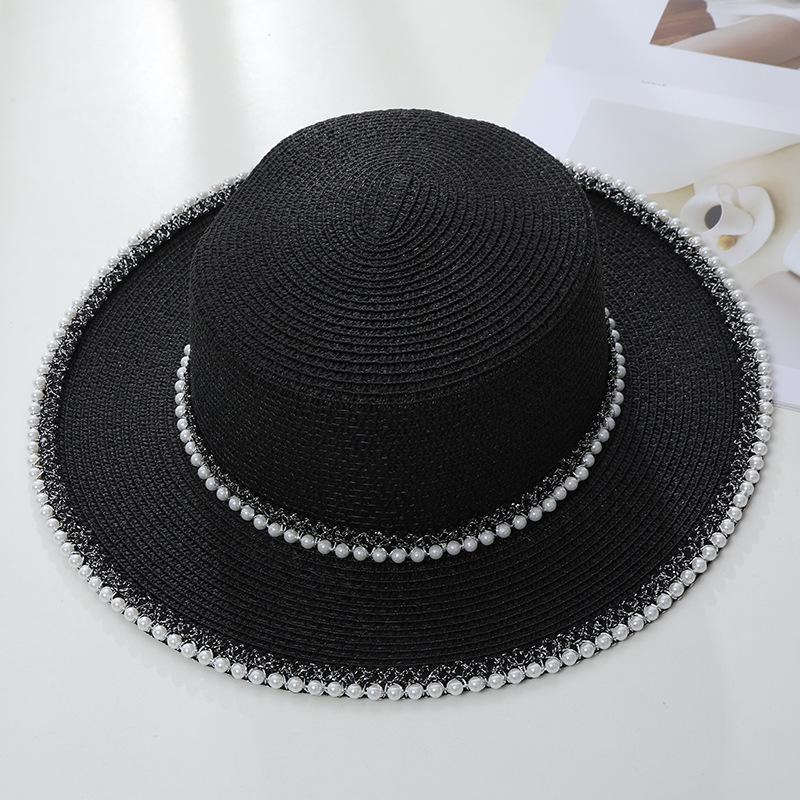 New Women's Summer UV Protection Sweet Ribbon Seaside Vacation Sunshade Bucket Hat Bow Large Brim Straw Hat