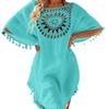 2021 Plus Size Off-Shoulder Tassel Cutout Beach Cover-up