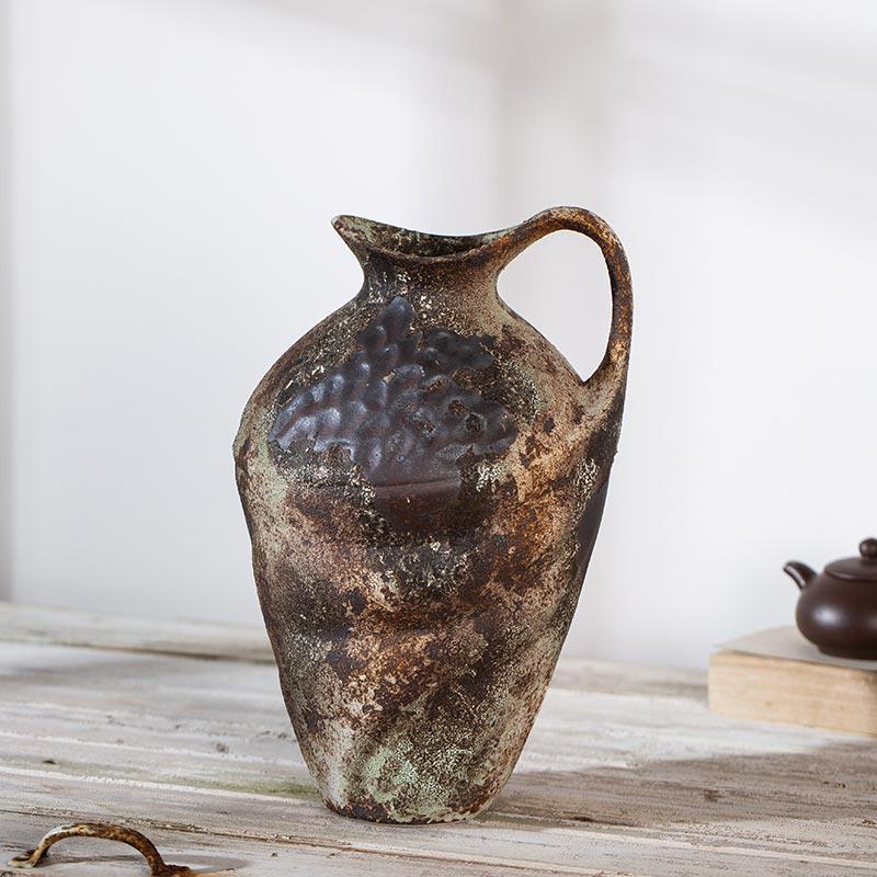 Retro Zen Coarse Pottery Vase: Living Room Tabletop or Foyer Flower Decoration