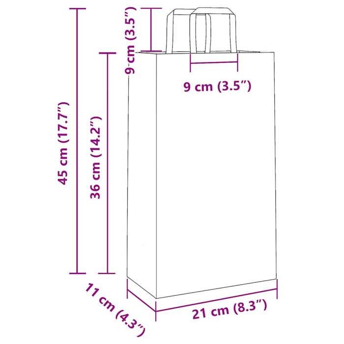 VidaXL Paper Bags 50 Pcs with Handles Pink 21x11x36 Cm, Paper Bag, Paper Gift Bag, Paper Gift Bag, Bag 4101883