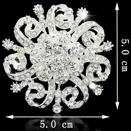 Women's Fashion Rhinestone Flower Brooch Lapel Pin B865