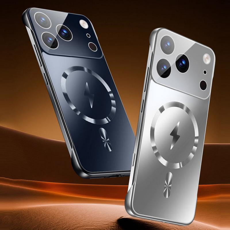 Custodia Magnetica Senza Bordi Ultra Sottile Per iPhone 17 Pro Max 16 15 14 13 Pro Max 12 11 Lusso Protezione Lente Placcatura Cover Rigida in PC per Telefono
