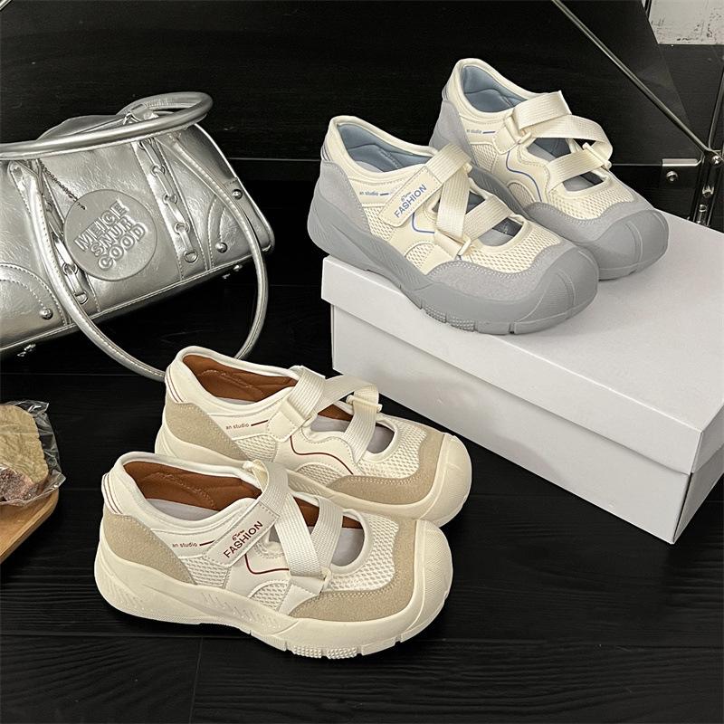 2025 new Velcro ugly cute big head shoes female Mary Jane summer new platform sports casual dad board shoes cool