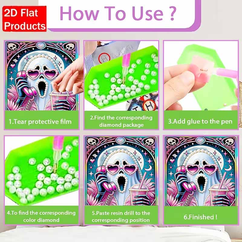 DIY Ghost Call Pearl Diamond Art Kits Without Frame 30x40cm Gem Art Diamond Painting Kits for Adults/Beginners Gift Idea Home Wall Decor