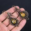 Citrine Earrings, 999 Copper Wire Wrapped Gemstone Jewelry, Handmade Earrings, For Thanksgiving