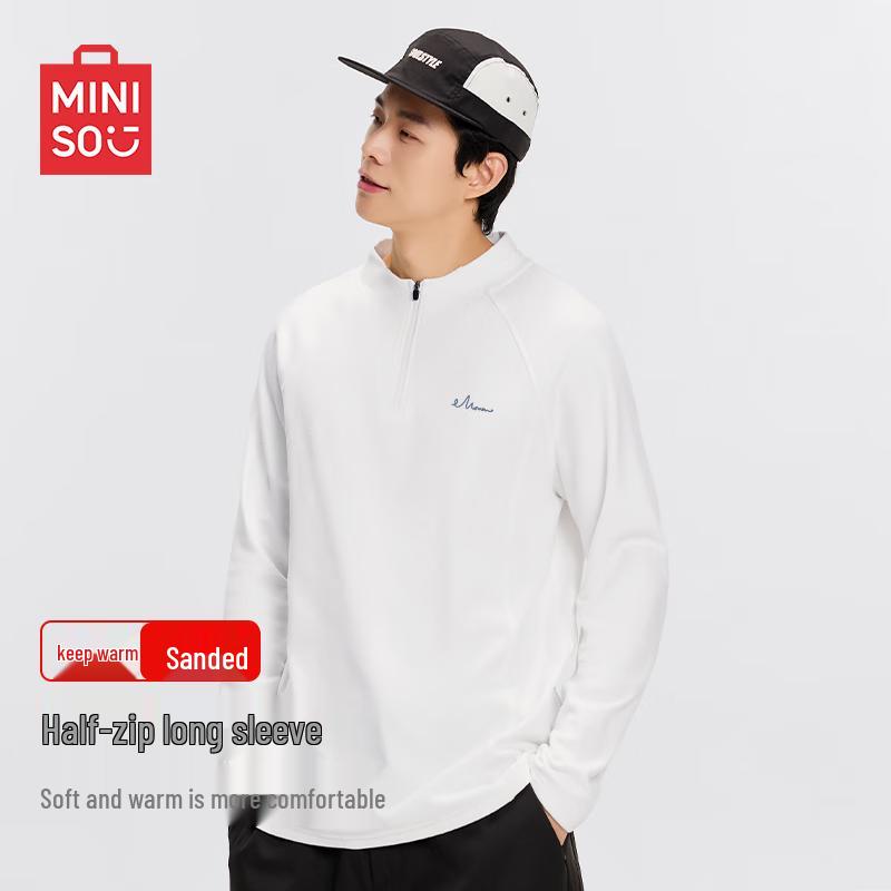 MINISO Men s Winter Double-Sided Fleece Half-Zip Thermal T-Shirt XL
