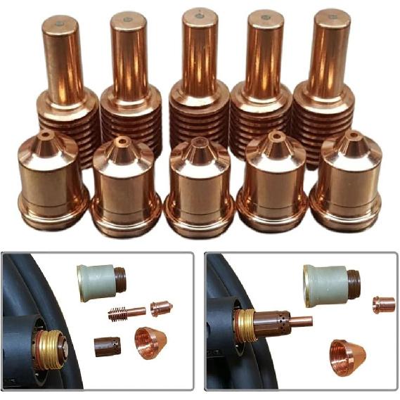Tools Compatible with 10pcs Plasma Cutter 51206 Tips + 52574 Electrodes Razorweld X45 Kit Copper Plasma Cutting Torch Consumables Welding Tools