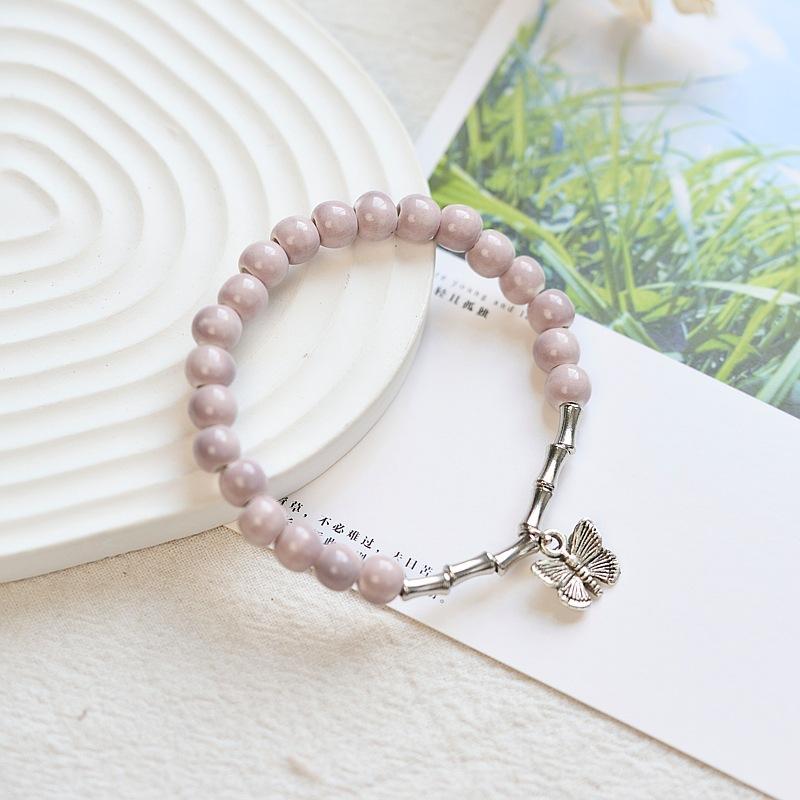 Original Design New Chinese Jingdezhen Ceramic Bracelet Student Literary Bamboo Arrival Porcelain Bead Bracelet Female Wholesale