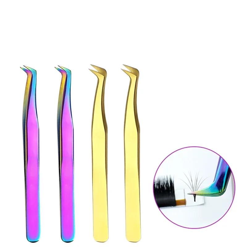 6pcs Eyelashes Tweezers For Lashes Extension Nipper Stainless Steel High Precision Eyelash Extension Eyebrow Tweezers
