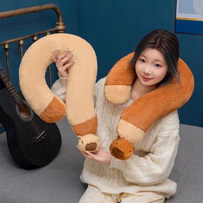 Creative Capybara Question Mark Pillow Plush Toy Doll Kapibara U-Shaped Pillow Girls Sleeping Soothing Ragdoll