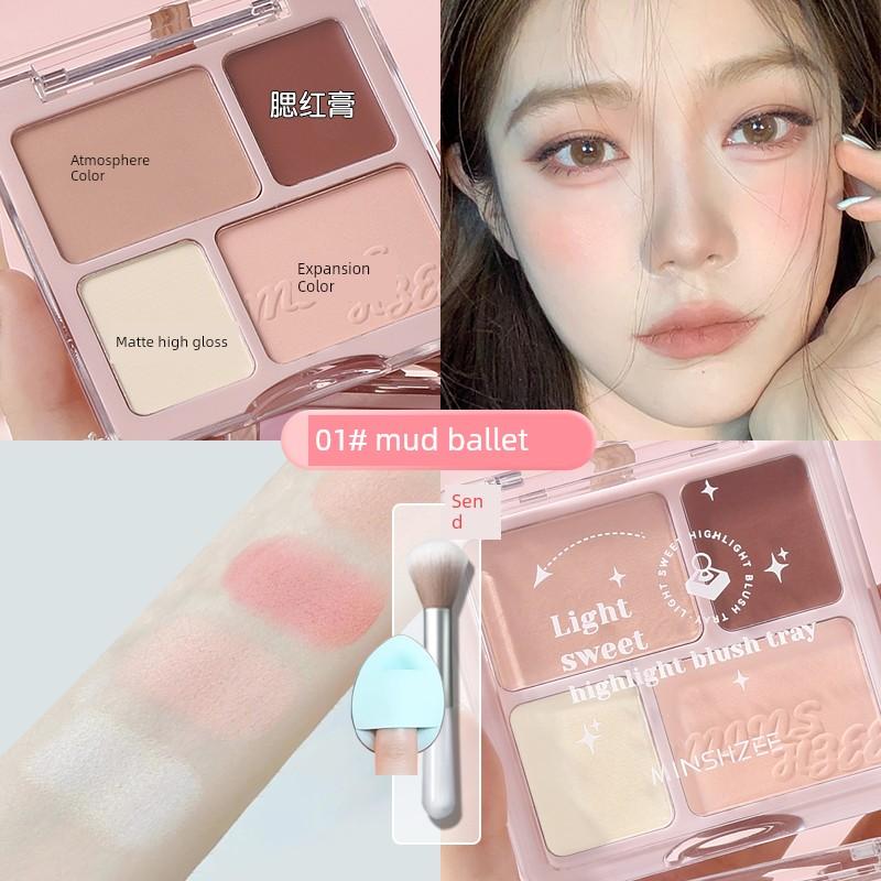 Chen Shi'an Recommend Four-Color Blush Highlighting Powder Blusher Red Rouge Matte Expansion Color 2024 New Arrival