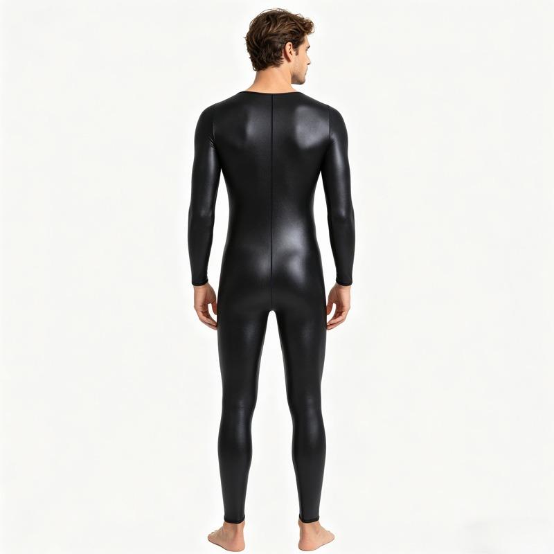 Tuta Body Shaper Uomo in Pelle Dimagrante Modellante a Manica Lunga per Fitness Yoga