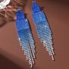 Color Diamond-Set Long Fringed Earrings, Heavy Industry Exaggerated Design Earrings, Fashion Earrings