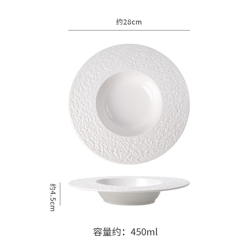 Creative Embossed Rock Texture Ceramic Dinner Plate Soup Bowl Kitchen Dining Tableware 11-inch Round Deep Plate Kitchen Utensil
