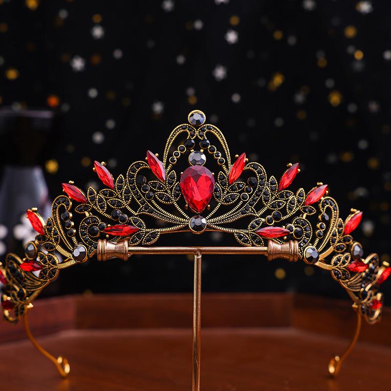 1pc Bridal Crown Tiara Alloy Black Vintage Baroque Rhinestone Crystal Wedding Dress Accessories Performance Hair Accessories