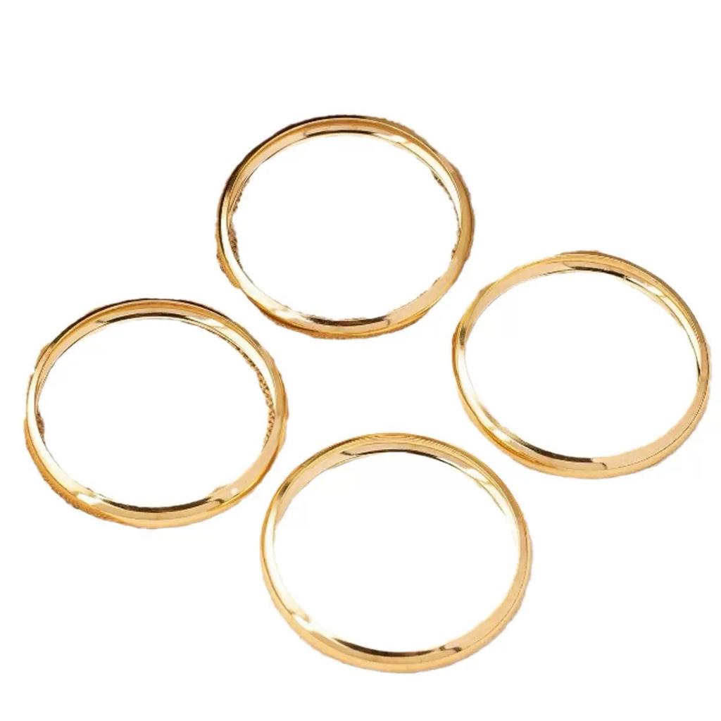 4 Metal Simple Plain Ring Narrow Gloss Bracelet Gold Fashion Bracelet Women'S Stacking Wear Niche Personalized Bracelet Set