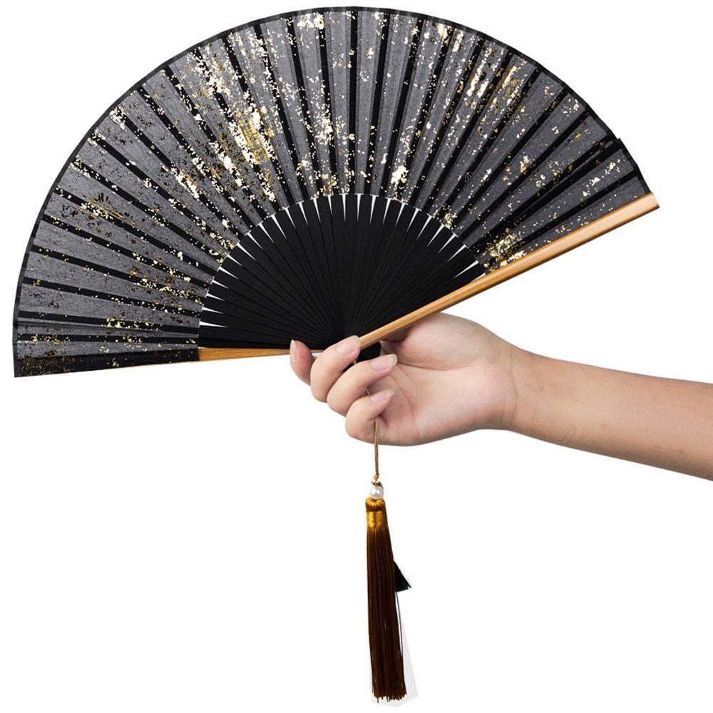 6inch Chinese Retro Fan with Tassel Hand Hold Fan Portable Folded Fan Chinese Style