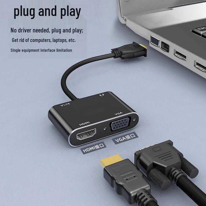 New Cross-Border 2-in-1 VGA To HDMI+VGA Display Converter Adapter Cable