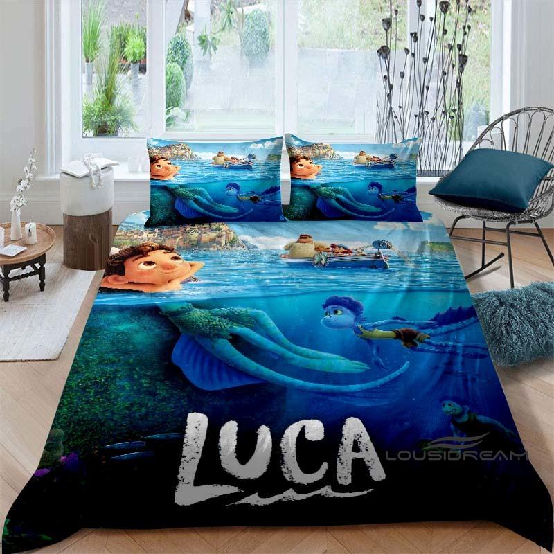 3D Printed Cute Disney Luca Duvet Cover and Pillowcase Set - Home Decor, Creative Plus Size Bedding Set