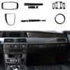 12pcs Carbon Fiber Look Control Gears Panel Protective Cover Molding Trims Frame Decor Sticker Cover Kit for E60 200