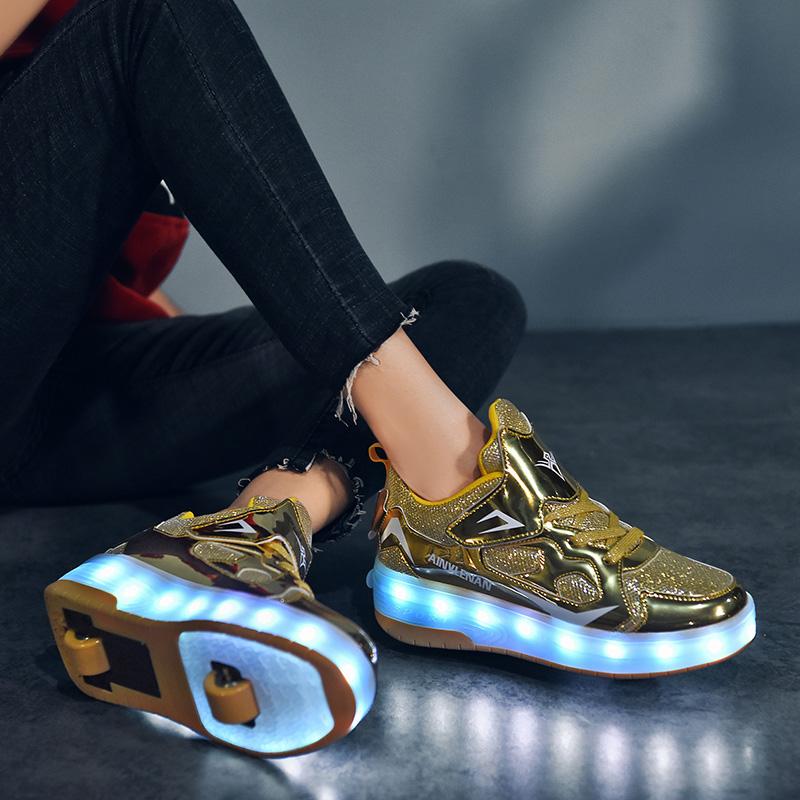 Scarpe Sportive da Ragazzo Ricaricabili e Convertibili in Scarpe da Ginnastica Luminose da Ragazza USB per Bambini Scarpe Bling Bling Scarpe Luminose con Rotelle