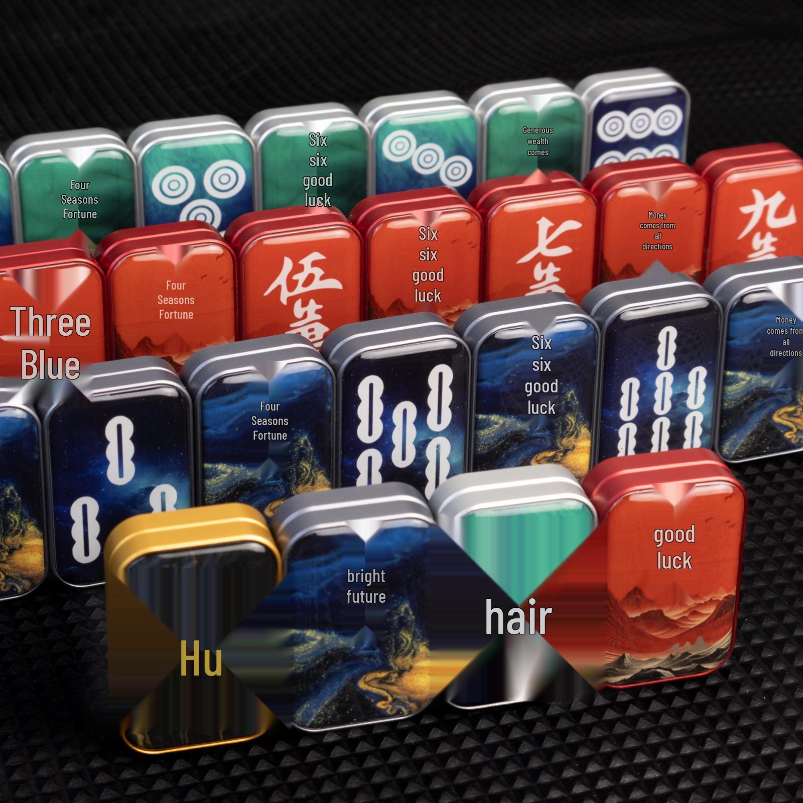 

EDC Metal Mahjong Fidget Toy Blind Box Double Six Prosperity
