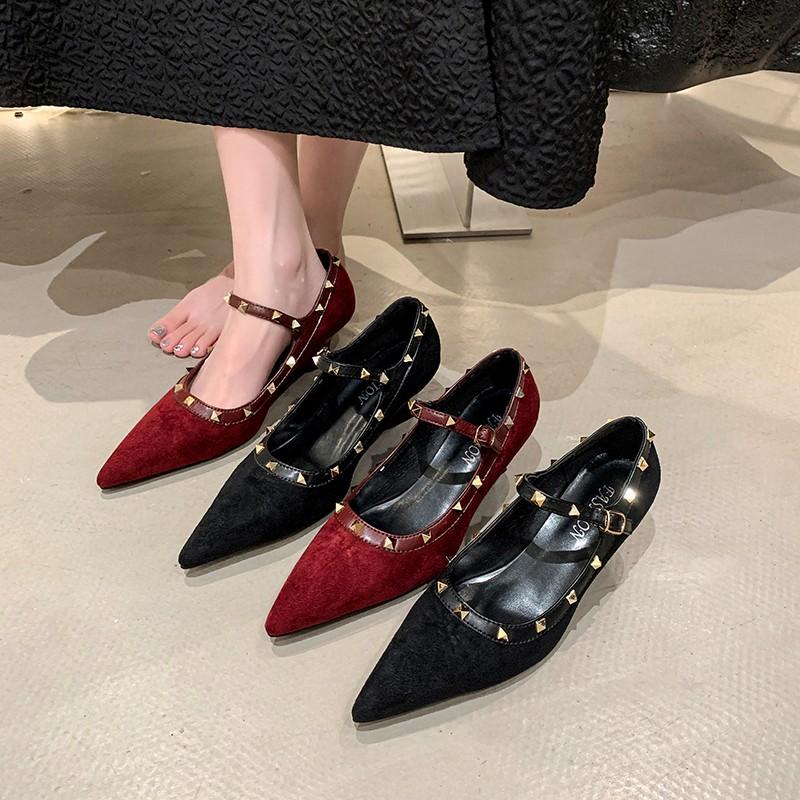 Fashion Korean Shoes Clogs Platform Pointed Toe Shallow Mouth Increas Height Rivets Studs Female Footwear 2025 Creepers New Summer