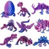 Pack of 9 3D Printed Dinosaur Model Toy Flexible Jointed Dragon Sculpture, Craft, Office Desk Ornament, Birthday Surprise Gifts