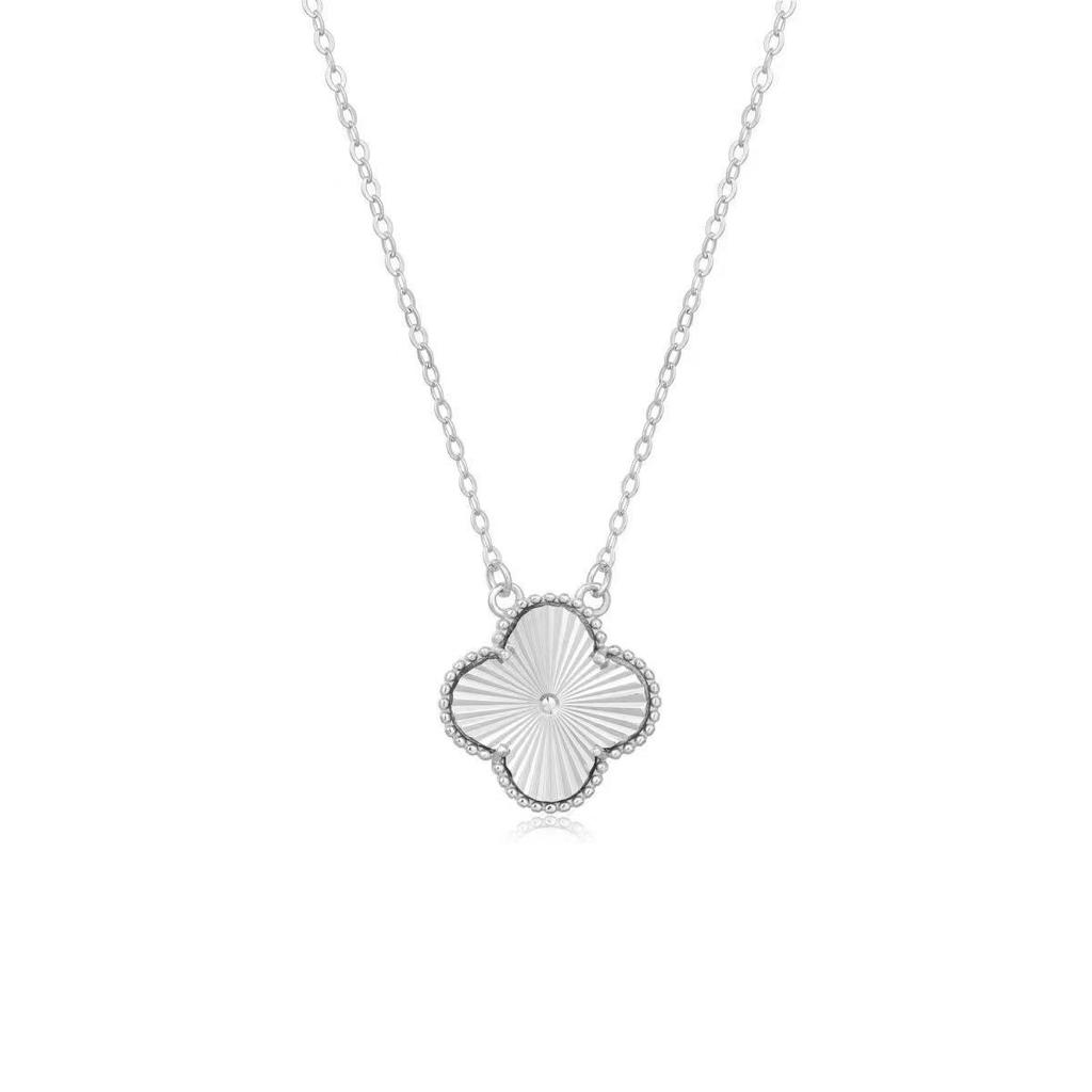 Titanium Steel Laser-engraved Lucky Four-leaf Clover Necklace for Women High-quality and Versatile Clavicle Chain