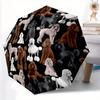 Poodles-Themed Automatic Open/Close Umbrella with Shielding & - Cute Poodle Pattern (Black/White/Brown) - 8-Rib Heavy-Duty Umb