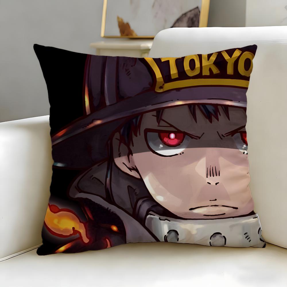 popular anime Fire Force Cushion Cover Soft  EasyWash Pillow Case  Versatile for Couch Bed Travel and Office
