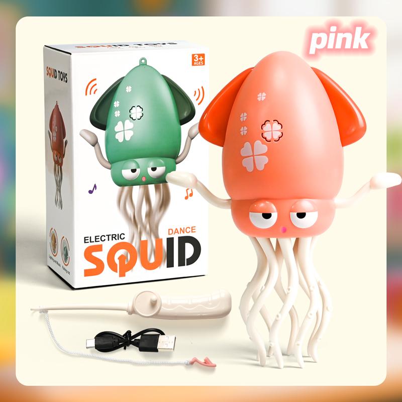 Electronic Dancing Squid Toys with Light&Music Funny Induction Lying Flat Squid Toddler Interactive Development Tummy Time Gifts