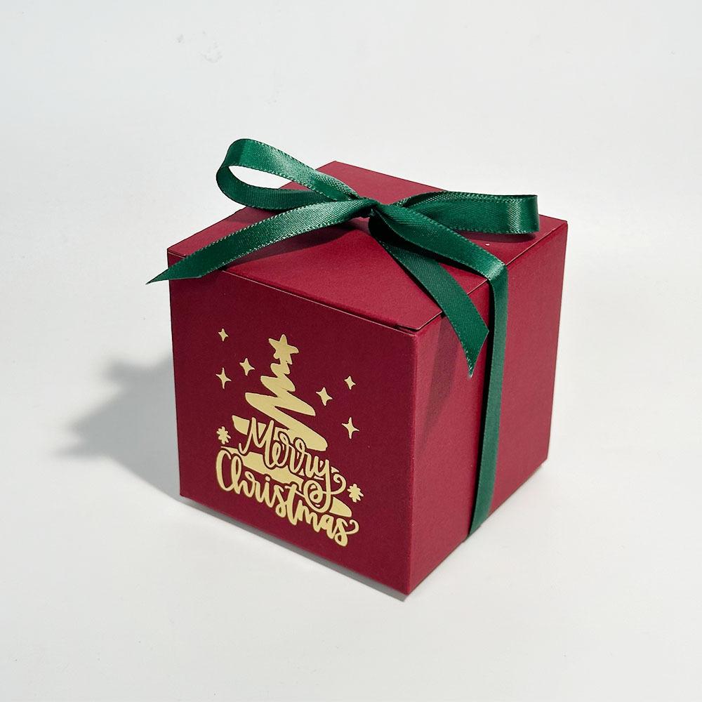 12PCS Christmas Bronzing Square Box Creative Candy Box High-end Red Bronzing Christmas Tree Gift Box